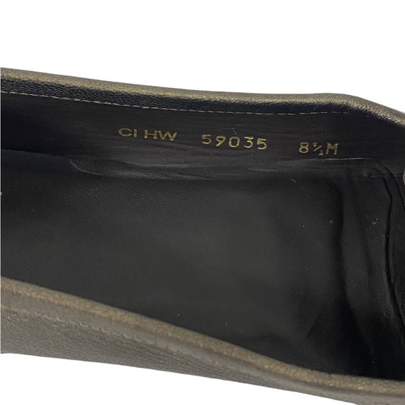 Stuart Weitzman Zwick Moccasin Loafer Flat Shoes Pewter Gray Shimmer Buckle 8.5M - Picture 11 of 11